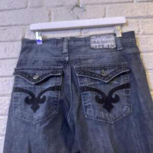 Helix Jeans Mens 32x34 Black Denim Slim Straight Medium Wash‎ Distressed